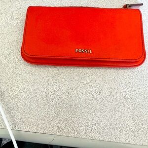 EUC - 👛 Fossil Orange Wallet Sleek
